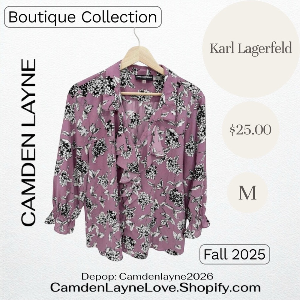 Karl Lagerfeld Pink Floral Blouse - Picture 2 of 4